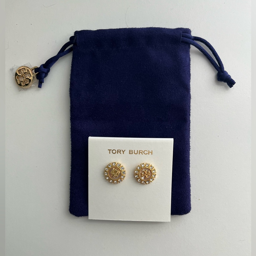 🌸Tory Birch Gold Kira Crystal Stud Earrings